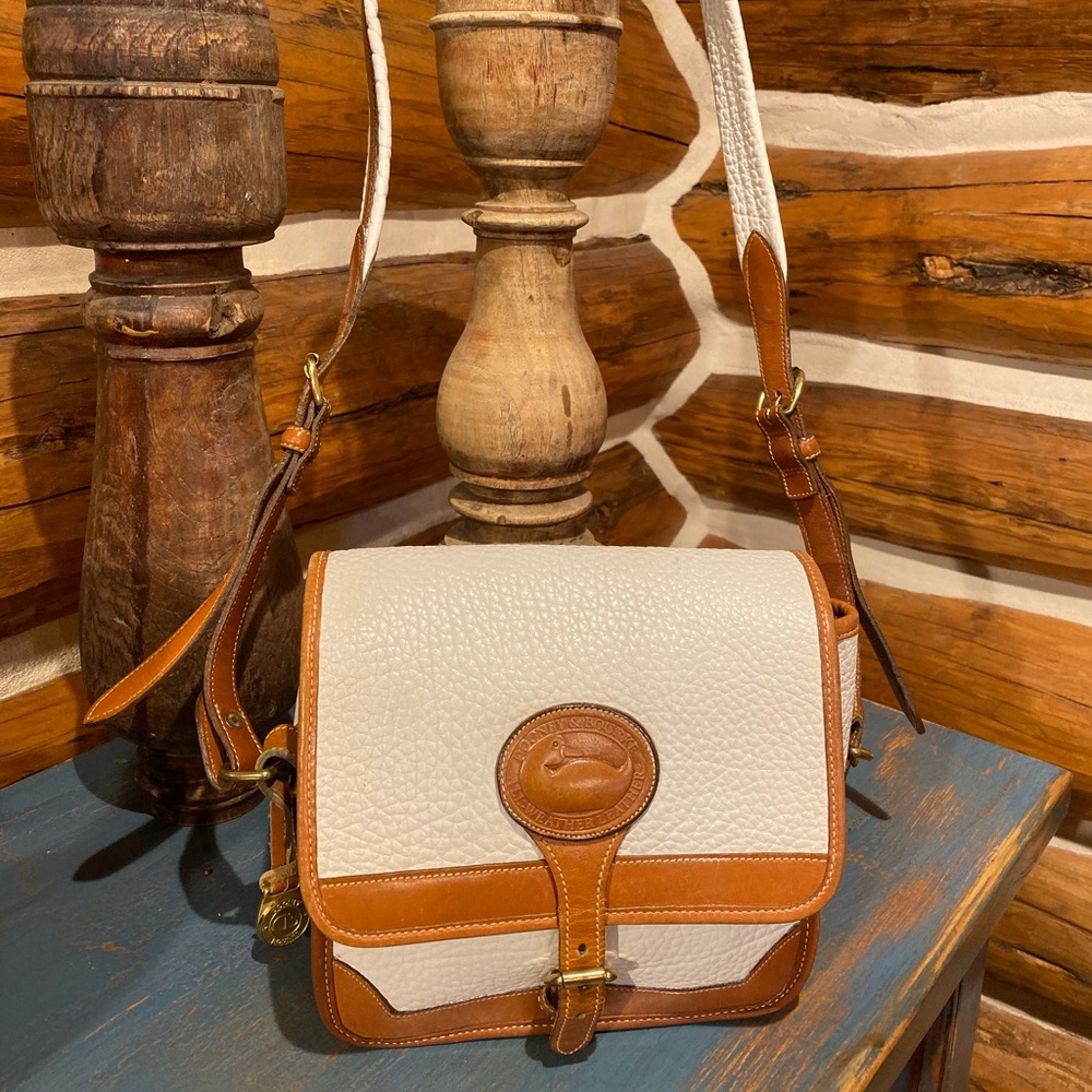 Vintage White Tan Dooney & Bourke AWL USA Handbag